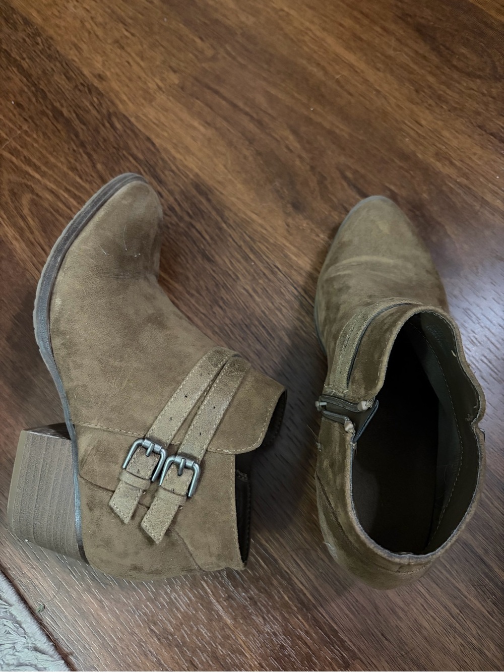 Sonoma Brown Suede Ankle Booties with Buckle Detail